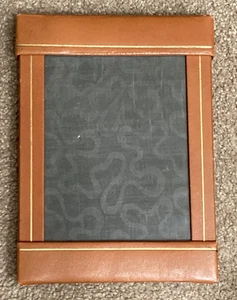 Vintage orange/braun Leder Schreibtisch Rahmen 6,25" x 8,5" Platte entfernt, um Foto einzufügen - Bild 1 von 11