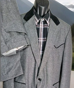 Circle S 🇺🇸 Texas Made Western Cowboy Suit Gray Men's Sz 44L, Trousers 38x30 - Picture 1 of 24