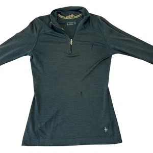 Smartwool Womens 100% Merino Wool Quarter Zip Pullover Base Layer Size M HOLES - Picture 1 of 14