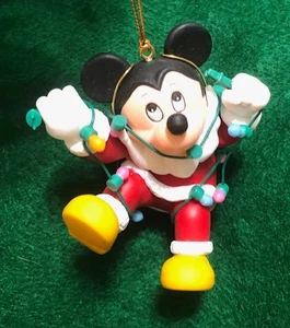 Disney Grolier Christmas Magic Ornament 26231-101 Mickey Mouse Tangled in Lights - Picture 1 of 11