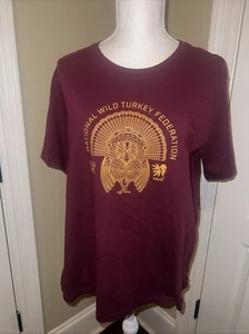 National Wild Turkey Federation T Shirt Mens Size XL Maroon With Orange Turkey - Picture 1 of 6