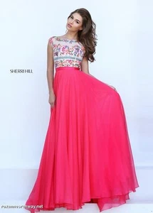 Impresionante Vestido de Gala Sherri Hill 50457 Bordado Fucsia Talla 18 - Imagen 1 de 2