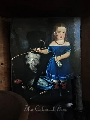 Reproducción colonial retratos en lienzo 8x10 arte popular primitivo americano temprano Foto 1 de 4