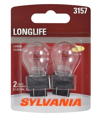 Sylvania LongLife 3157 27/8,3 W Dos Bombillas Señal de Giro Trasero Estacionamiento Reemplazar Stock OE Foto 1 de 4