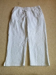 Damen Hose - Vermont Country Store - blau/weiß gestreift Baumwolle Steersucker Crop - M - Bild 1 von 4