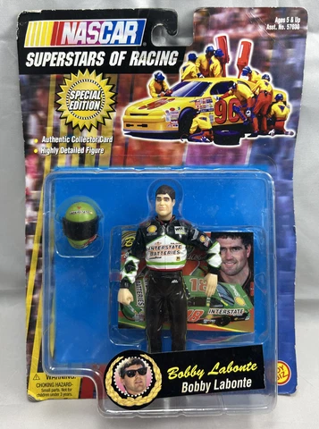 Bobby Labonte-Nascar 5`` Inch Racing Figure`With Helmet & Collectors Card`New Cover