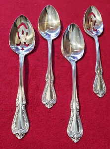 Oneida Wm A Rogers Silver Chalice-Harmony 4 SERVING SPOONS 2 EACH SLOT/SOLID - Picture 1 of 3