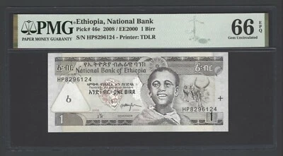 Ethiopia One Birr 2008/EE2000 P46e Uncirculated Grade 66 - Image 1 of 2