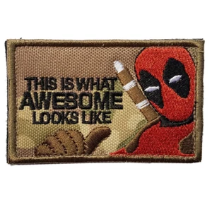 Funny This Is What Awesome Looks Like Deadpool Embroidered Hook and Loop Morale - Picture 1 of 1