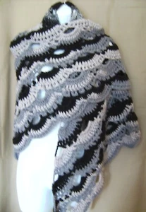 MULTI COLOR SHAWL WRAP HAND MADE CROCHET - Picture 1 of 5
