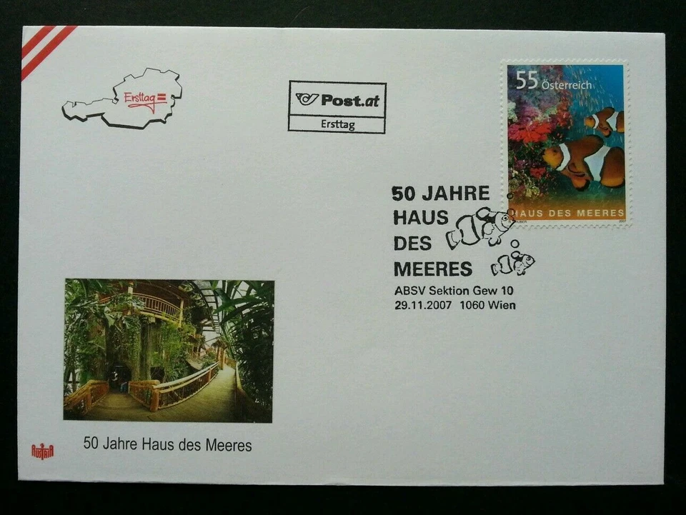 [SJ] Austria 50 Years Of The House Of The Sea 2007 Fish Underwater Marine (FDC) - Image 1 of 4