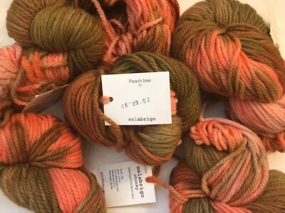 Malabrigo Chunky Yarn Peach Tree 104 Yards 100% Kettle Dyed Merino Wool 6 Hanks - Image 1 of 2