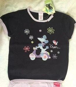 NWT Gymboree Girls 2004 European Holiday Line Poodle Short sleeve sweater Size 8 - Picture 1 of 3