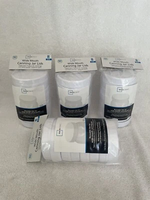 Frascos de conservas reutilizables de boca ancha 8 unidades, plástico blanco de 3,62" Foto 1 de 3