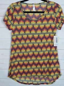 Lularoe Women's Classic T Heathered Black Red Yellow & Orange Top Size XS NWT - Picture 1 of 3