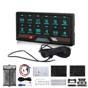 12V 24V 12-Gang RGB LED Switch Panel Circuit Control Box Kit Car Marine Boat - Picture 1 of 19