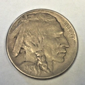 1913-D T-1 BUFFALO NICKEL AU/BU SLIDER SCATCHED (2812) - Picture 1 of 2