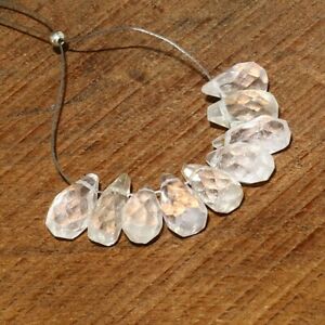 Crystal Quartz Faceted Drop Bead Briolette Natural Loose Gemstone Making Jewelry