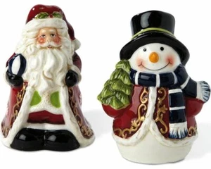 2-teiliges KERAMIK SALZ & PFEFFERSTREUER SET (ca. 3,25") WEIHNACHTEN, WEIHNACHTSMANN & SCHNEEMANN - Bild 1 von 7