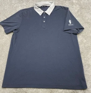 Travis Matthews Polo Shirt Men's Large Short Sleeve Blue Gray Collar 5401 - Picture 1 of 7