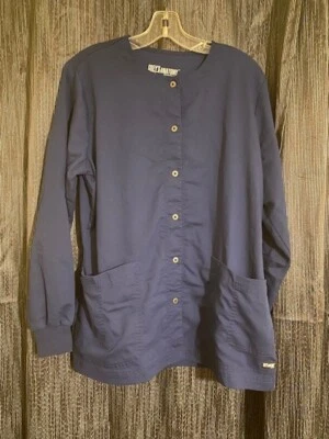 Blusa Médica Estampada Grey's Anatomy by Barco Para Mujer Talla Grande Azul Marino Manga Larga con Botones Foto 1 de 4