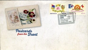 Día ANZAC 2025. Postales desde el frente (engomadas) FDC - Canberra ACT 2601 PMK - Imagen 1 de 2