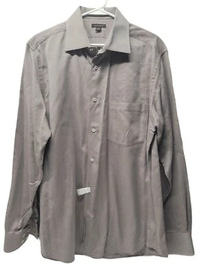 Camisa de vestir MARTIN GORDON talla grande para hombre blanca marrón estampado chevron limpieza en seco Foto 1 de 4