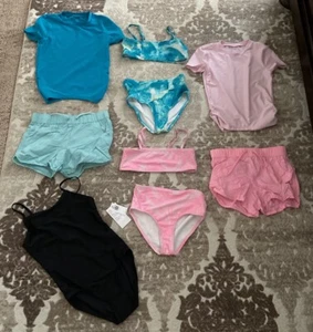 Old Navy Bandeau Swim Set for Girls Size 8 Medium + One Piece Swimsuit Lot Of 8 - Picture 1 of 18