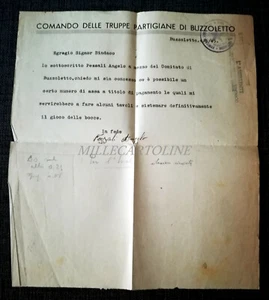 COMANDO TRUPPE PARTIGIANE BUZZOLETTO - Richiesta Carta Intestata Assi 1945 WWII - Picture 1 of 2