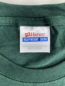 Hanes Heavyweight 50/50 Blank T Shirt NOS Dark Green Size Large Vintage - Bild 1 von 6