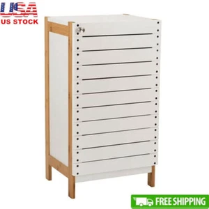 Modern Floor Cabinet W/ 2 Shelf Concealed Sorage Furniture Toiletries Towels US - Picture 1 of 6
