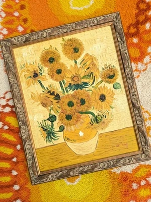 Vincent Van Gogh Sunflowers Original Art Piece Oil On Canvas - Image 1 of 4