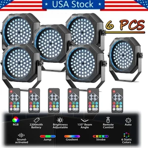 Rechargeable Par Light 90W RGB Battery Powered Wireless 60LED DJ Uplights Remote - Picture 1 of 15