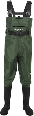 Vadeadores de pesca de gato nocturno unisex talla 10 (43) verde con botas negras Foto 1 de 4