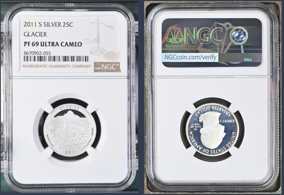 2011-S Silver Glacier Early Releases 25c NGC PF69 Ultra Cameo - Image 1 of 1