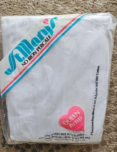 St. Mary’s NOS Vintage Queen Fitted White Sheet New In Package - Bild 1 von 2