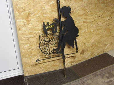 Ancienne Enseigne,fer forgé, girouette,machine à coudre,couturière,mercerie,1930 - Photo 1/4