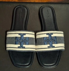 Sandalias Tory Burch para mujer azules dobles T de jacquard talla 8,5 M - Imagen 1 de 12