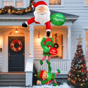 Decoración de exterior inflable de Navidad colgante de 8 pies, escalada Santa Claus Pu... - Imagen 1 de 9