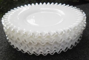 Fenton Silver Crest Milk Glass Ruffled Edge Set of 4 Salad Plates 8" EUC - Picture 1 of 6