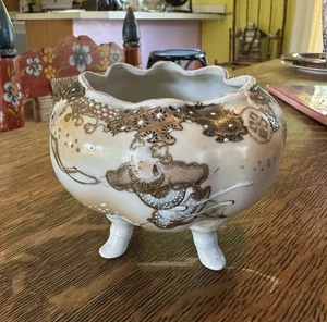 Vintage japanische Satsuma Süßigkeiten/Nuss Schale überbacken Fuß - Bild 1 von 8