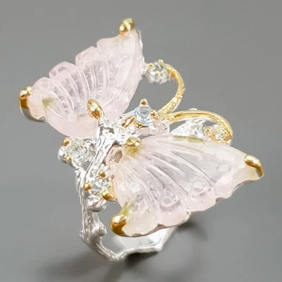 Carving 10 ct Natural Tourmaline Ring 925 Sterling Silver Size 8 /R430361 - Image 1 of 4