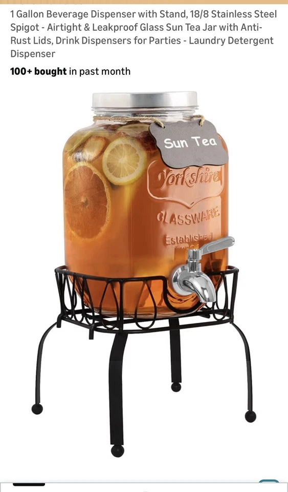 Estilo 1 Gallon Single Beverage Drink Dispenser on Metal Stand With Leak