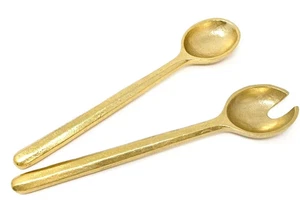 Hotel Collection Metal Aluminum Set of 2 Facet Salad Servers - Gold Color - Picture 1 of 4