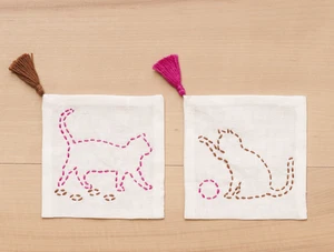 KIT Montaña Rusa Sashiko Bordado Lana Hara Con Hilo de Aguja Hecho en JAPÓN GATO - Imagen 1 de 5