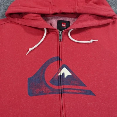 Sudadera con Capucha Quicksilver Para Hombres M Roja Cremallera Y2K Surf Sudadera Logo Grande 14289 Foto 1 de 4