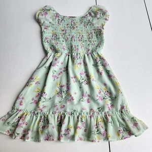 Lilt Green Pink Yellow Smocked Top Semi Sheer Cap Sleeve Sundress Sz 10 - Picture 1 of 12