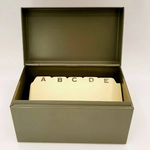 Vtg CWS Green 3 x 5 Card File Box Industrial Metal Index Recipe - Picture 1 of 10