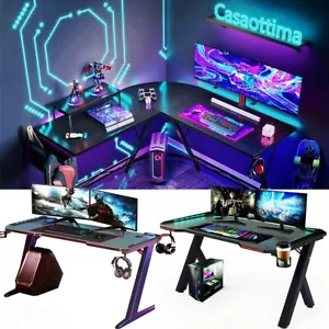 Gaming Table with LED RBG Computer Table Desk XXL Gamer Table Heavy Duty - Picture 1 of 36