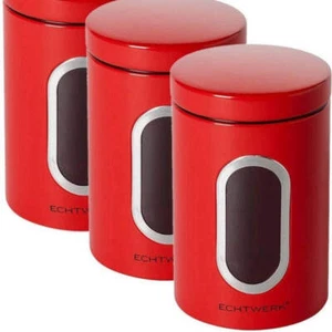 Vorratsdosen in Rot 1,4 Liter für gemahlenen Kaffee, Zucker, Mehl, Müsli, Nüsse - Bild 1 von 10